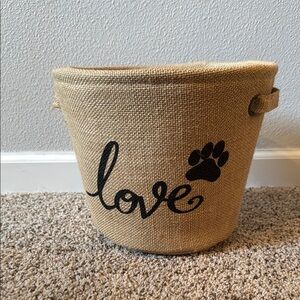 Love Paw Print Burlap Basket